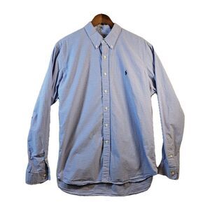 Ralph Lauren Long Sleeve Button Shirt Pony Classic Casual Cottage Plaid Blue‎ XL